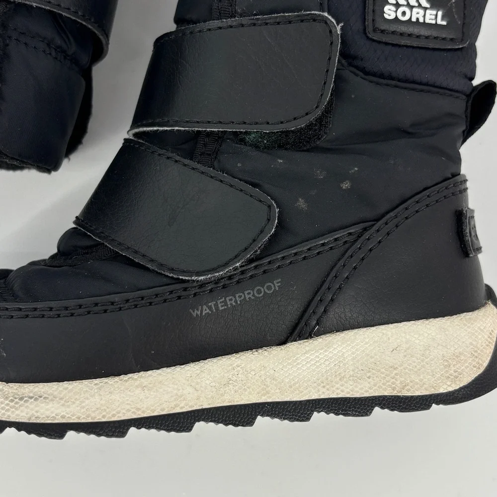Sorel Whitney II Strap Waterproof Boot Black/Sea Salt Kids Size 9 Insulated Snow